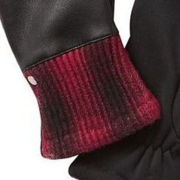 ATHLETA POLARTEC POWER STRETCH BLACK FAUX LEATHER GLOVES XS/S - Picture 2 of 8